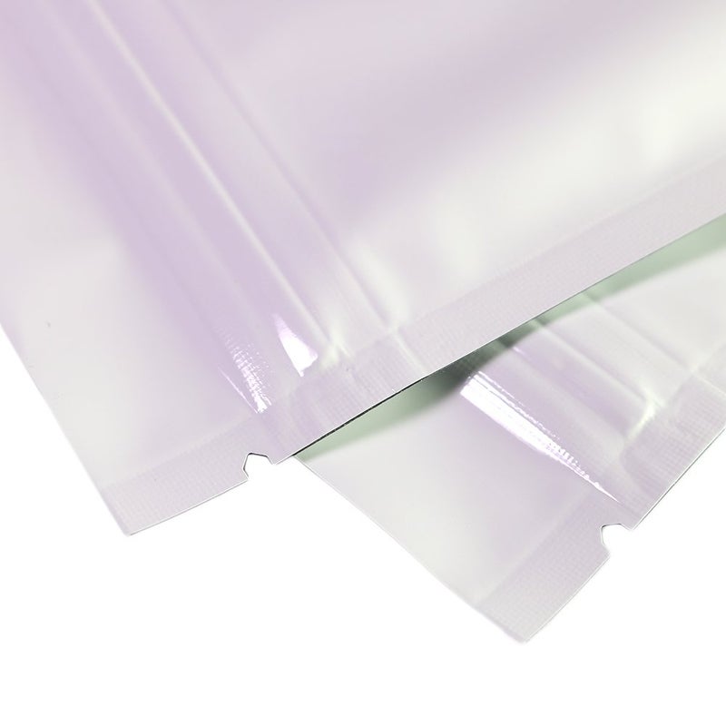 QQ Studio 100x Premium Smell Proof Food Safe Double-Sided Color Mylar Foil Flat Heat Sealable Sample QuickQlick Zipper Seal Bag 7.5x10cm (3x4") (White) - Image 3